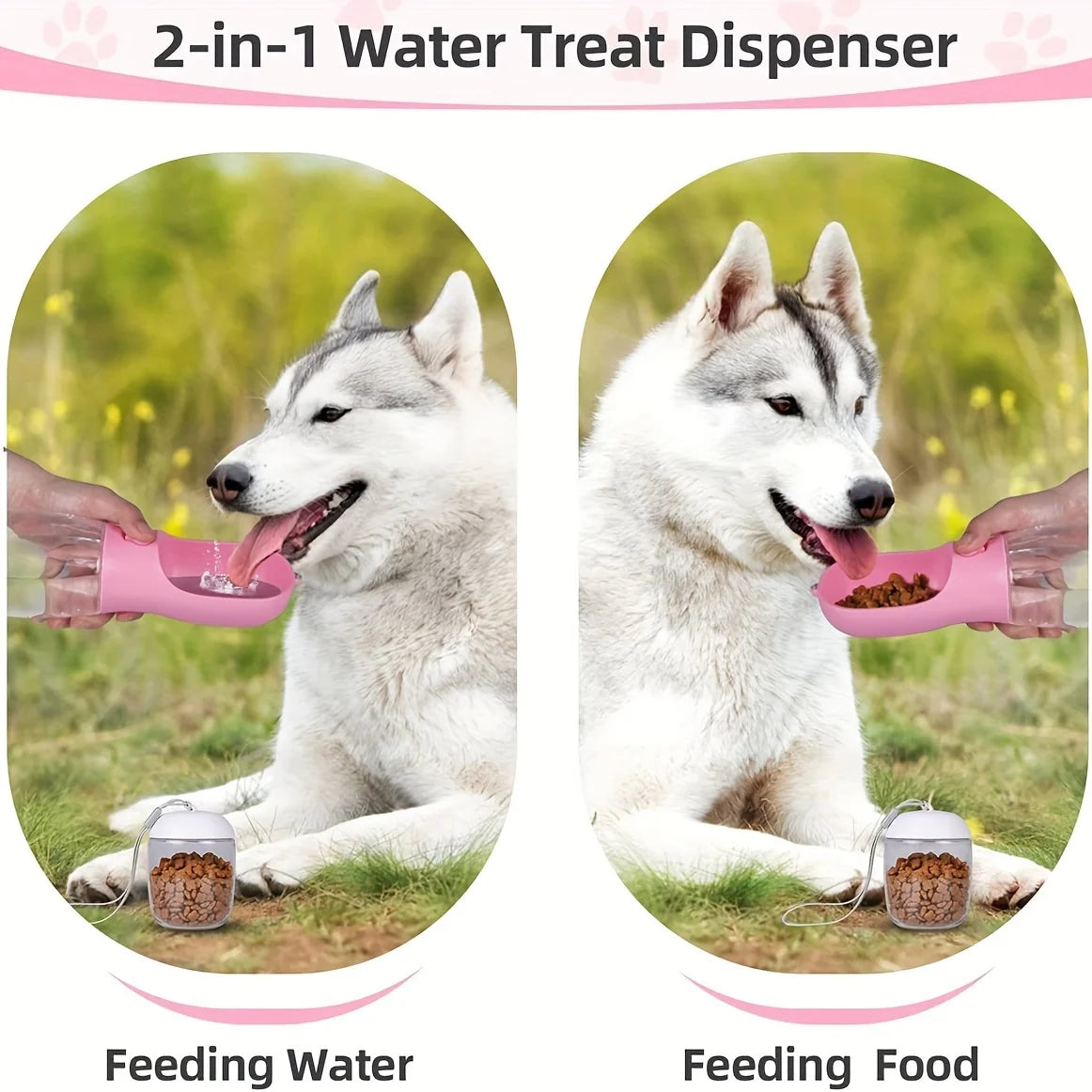 Portable Pet Water Bottle With Built-In Food Container