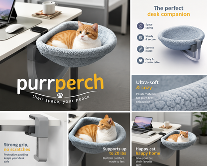 Folding Cat Desk Hammock Bed With Space-Saving Design
