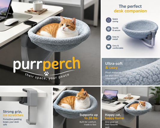 Folding Cat Desk Hammock Bed With Space-Saving Design
