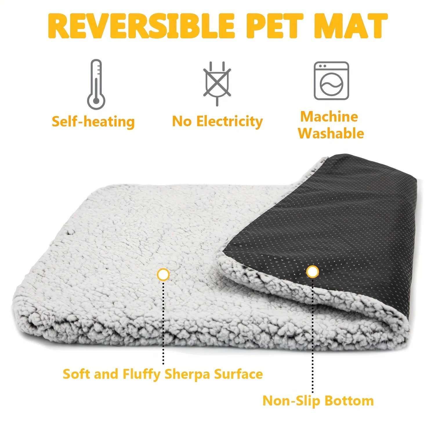 Self-Heating Pet Bed Pad with Thermal Reflective Core