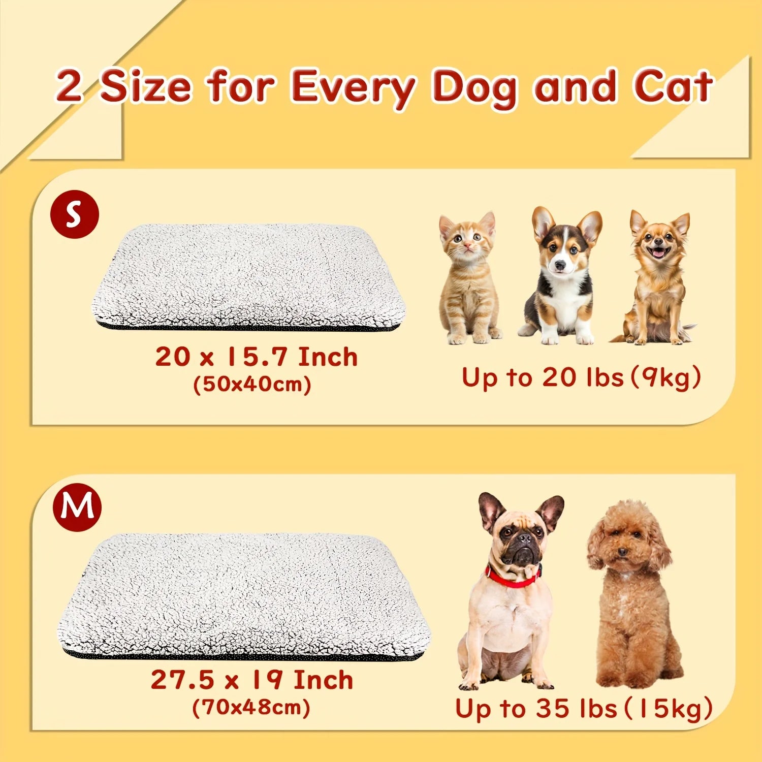 Self-Heating Pet Bed Pad with Thermal Reflective Core