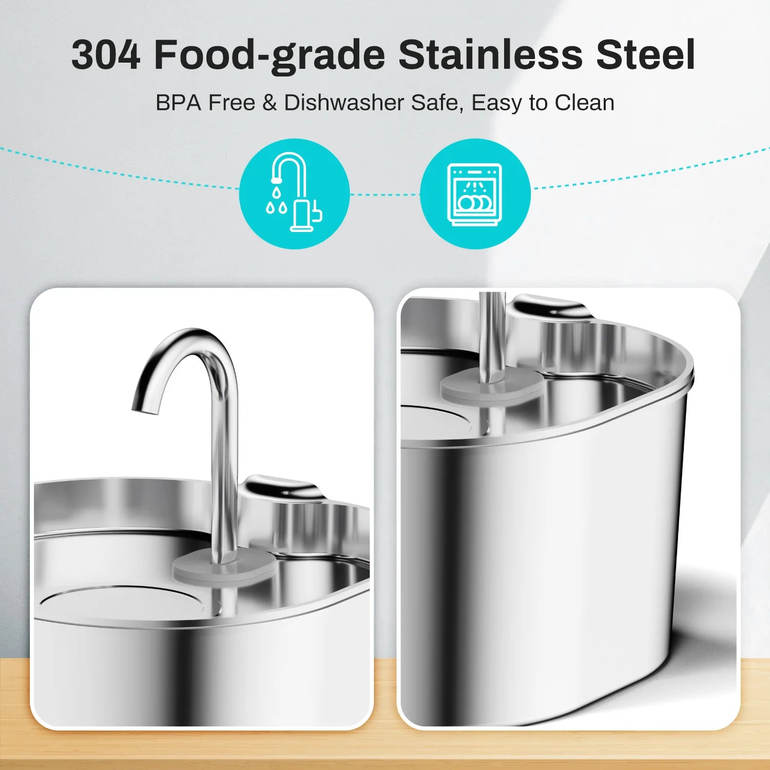 Stainless Steel Automatic Pet Water Fountain 2.2L