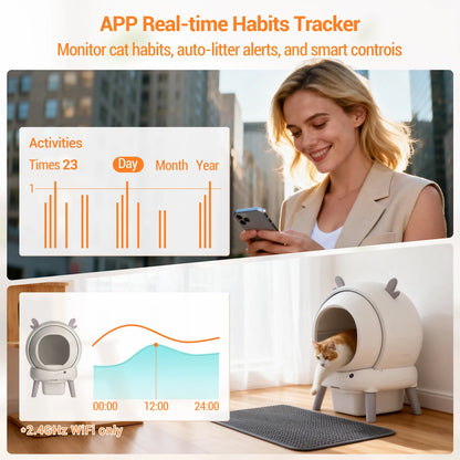 Smart Self-Cleaning Cat Litter Box With App Control