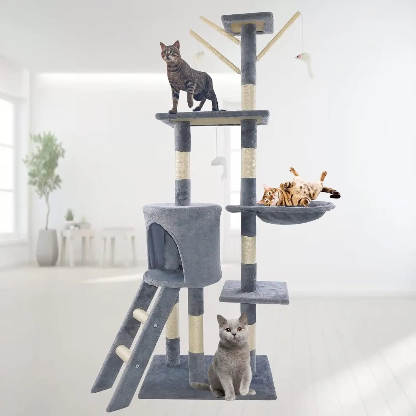 Multi-Level Cat Tree Tower with Scratching Posts