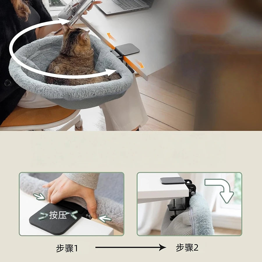 Folding Cat Desk Hammock Bed With Space-Saving Design