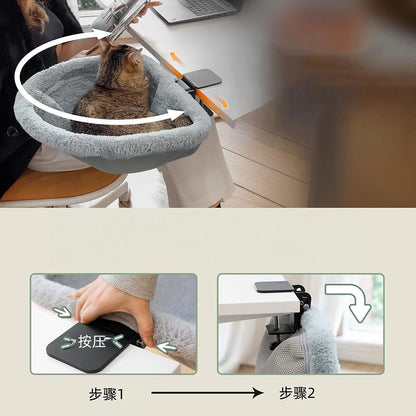Folding Cat Desk Hammock Bed With Space-Saving Design