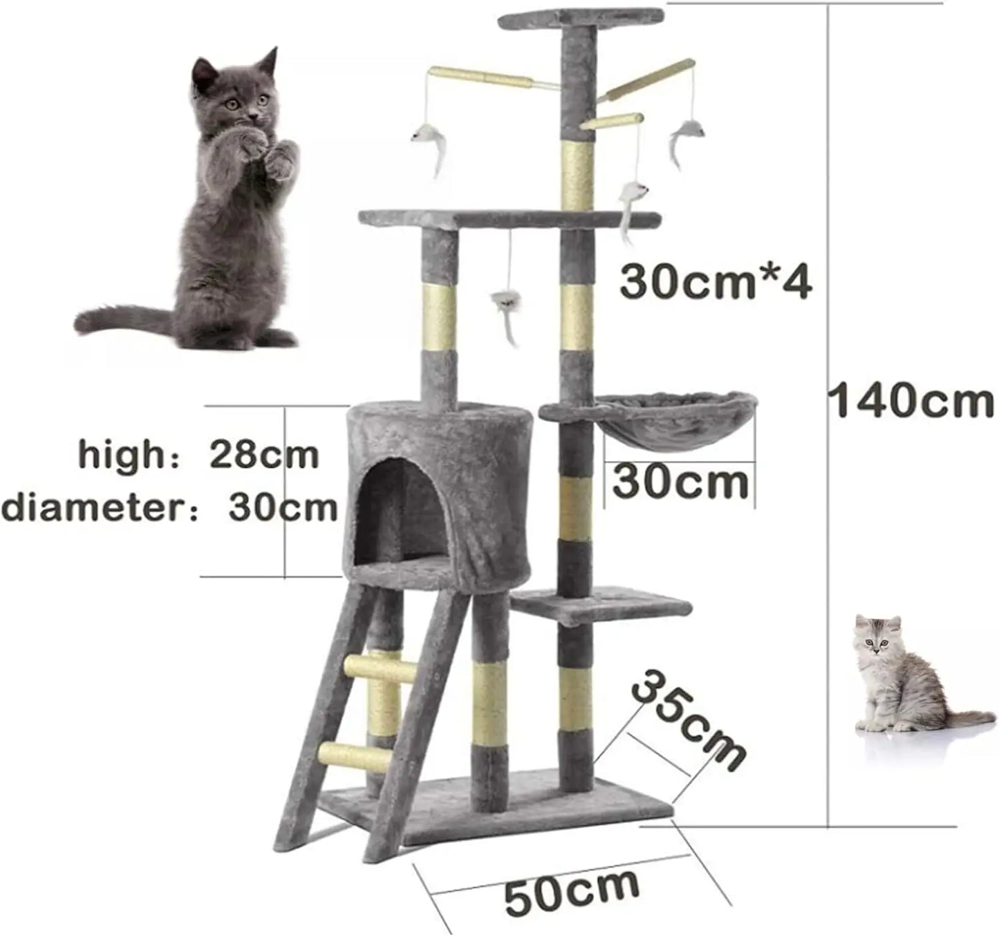 Multi-Level Cat Tree Tower with Scratching Posts