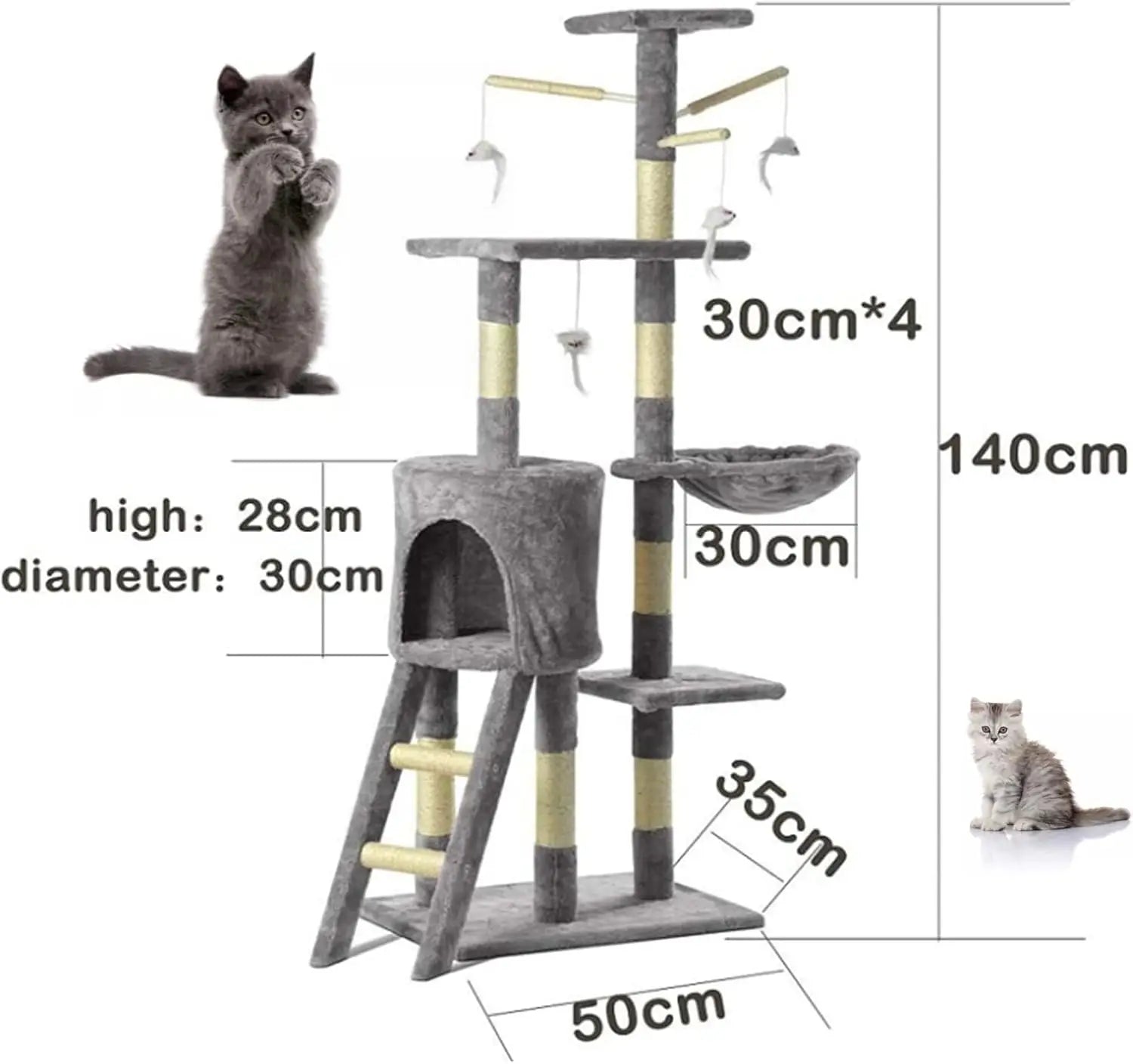 Multi-Level Cat Tree Tower with Scratching Posts