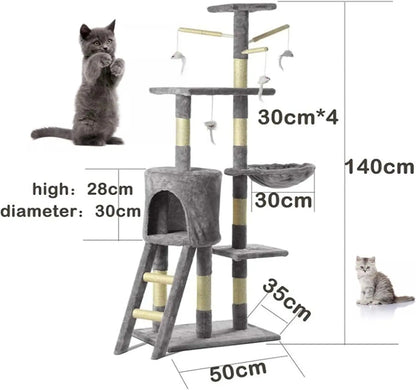 Multi-Level Cat Tree Tower with Scratching Posts