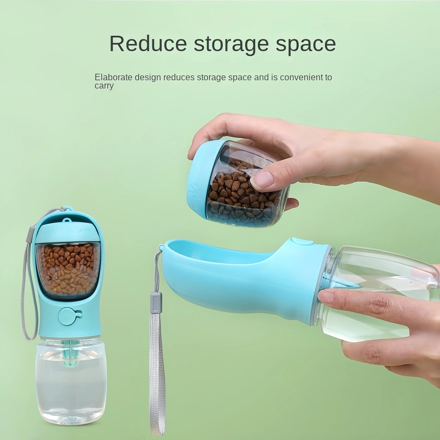 Portable Pet Water Bottle With Built-In Food Container