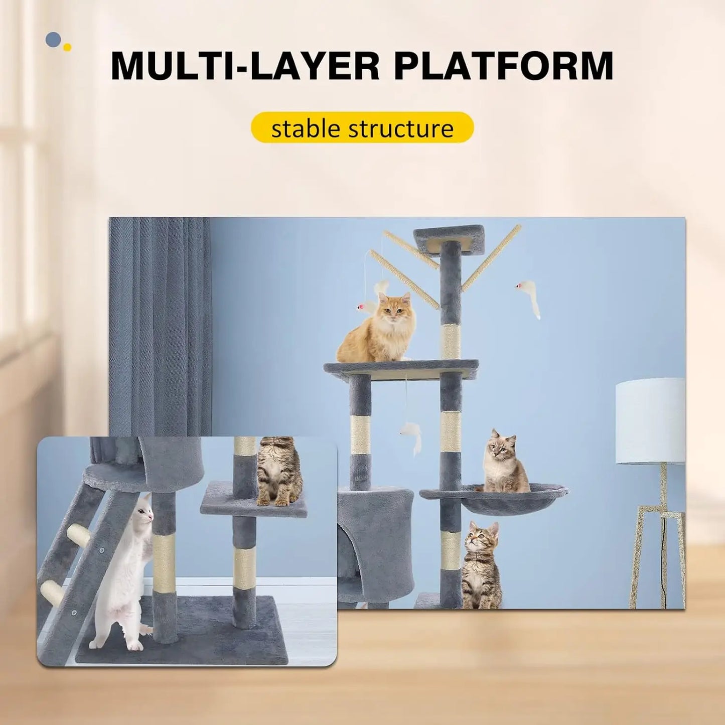 Multi-Level Cat Tree Tower with Scratching Posts