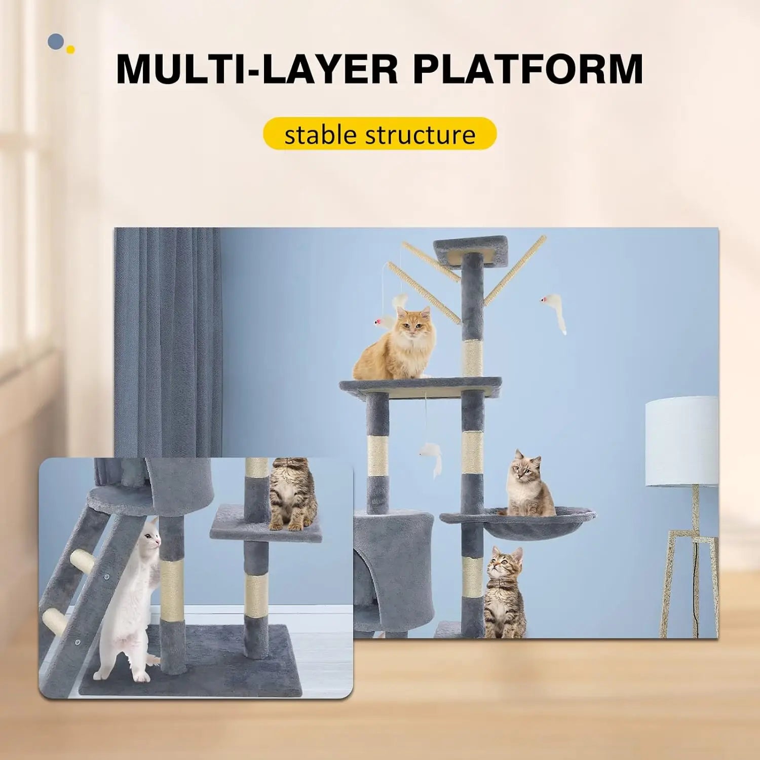 Multi-Level Cat Tree Tower with Scratching Posts