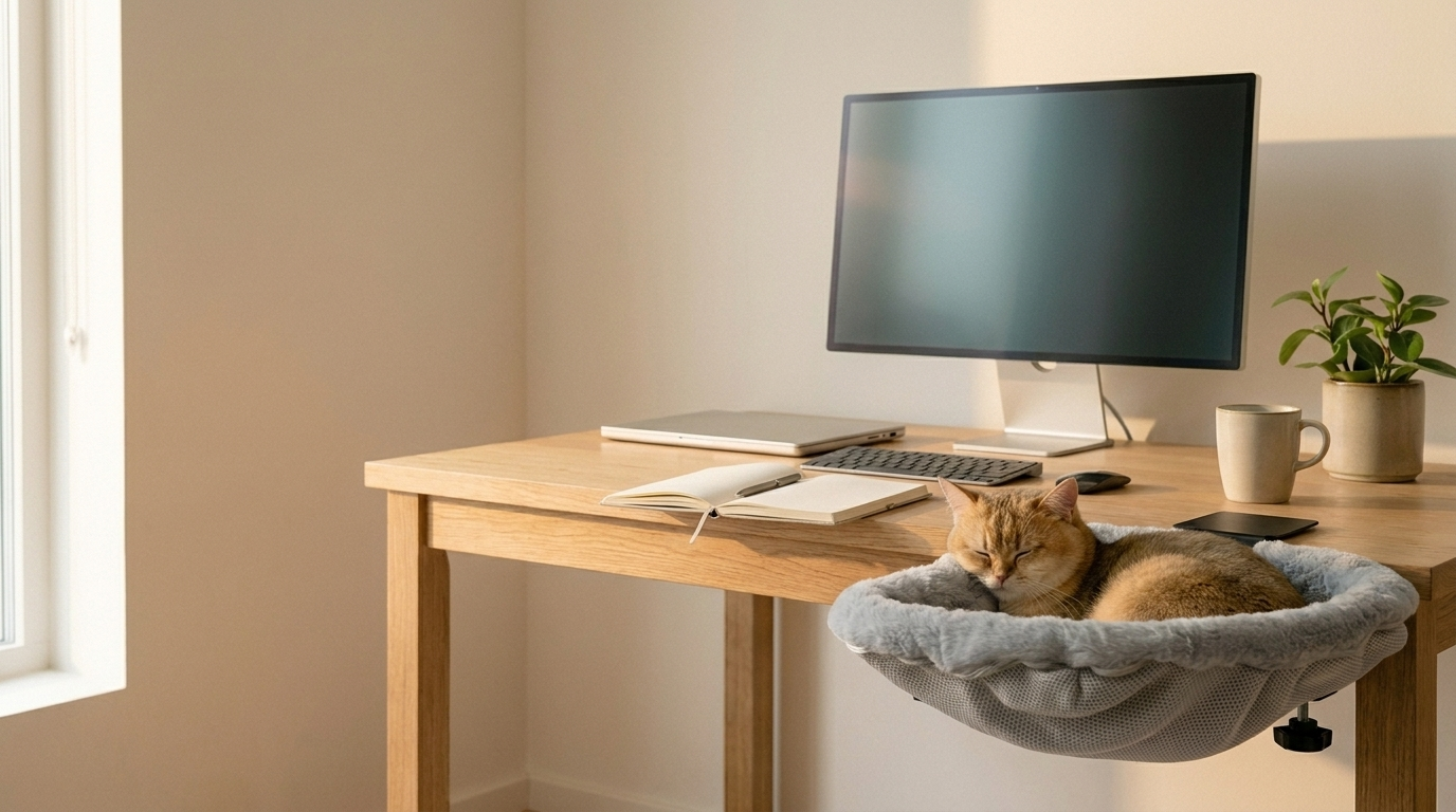 <p>Keep your cat close. Keep your workspace yours.</p>