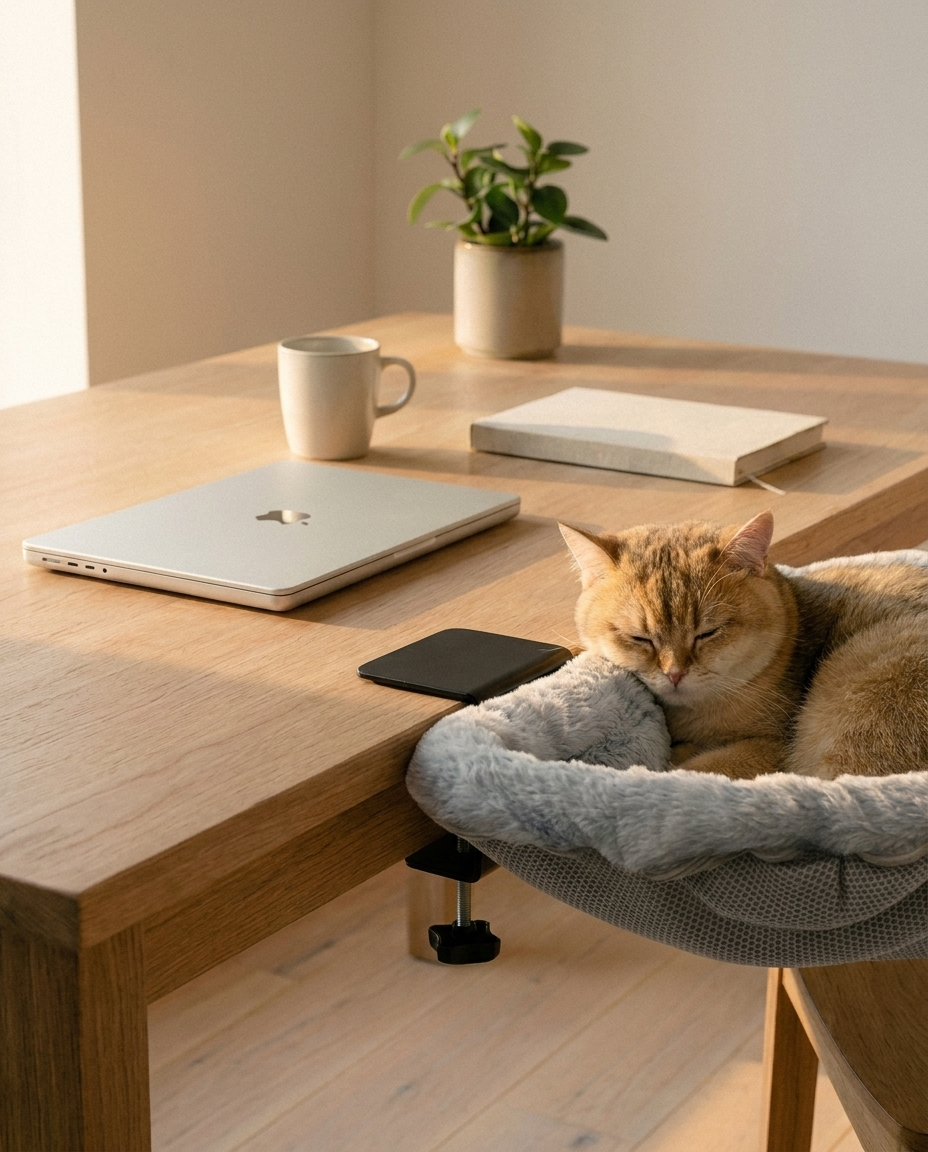PurrPerch Folding Cat Desk Hammock Bed With Space-Saving Design