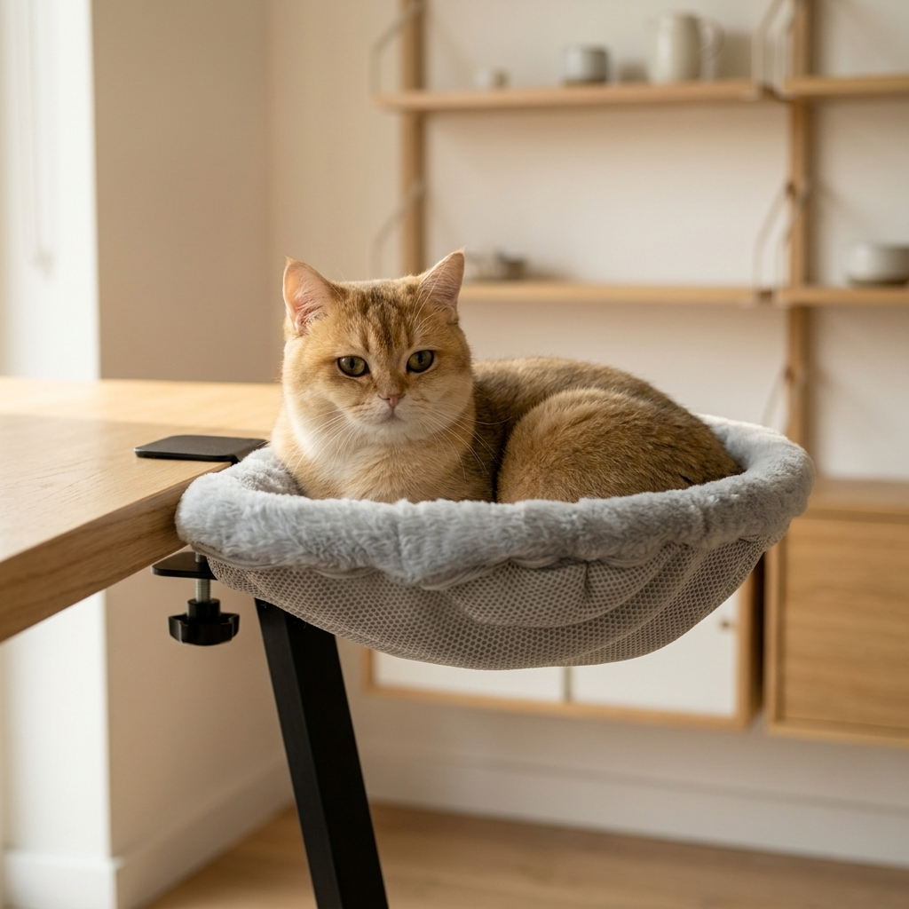 PurrPerch Folding Cat Desk Hammock Bed With Space-Saving Design